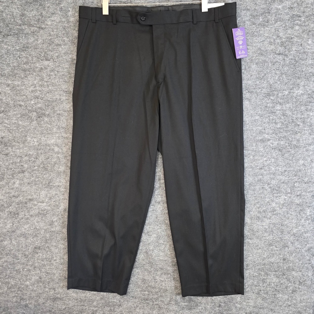 NWT George‎ Dress Pants Mens 44x30 Black Straight Leg Classic Fit Flat Front